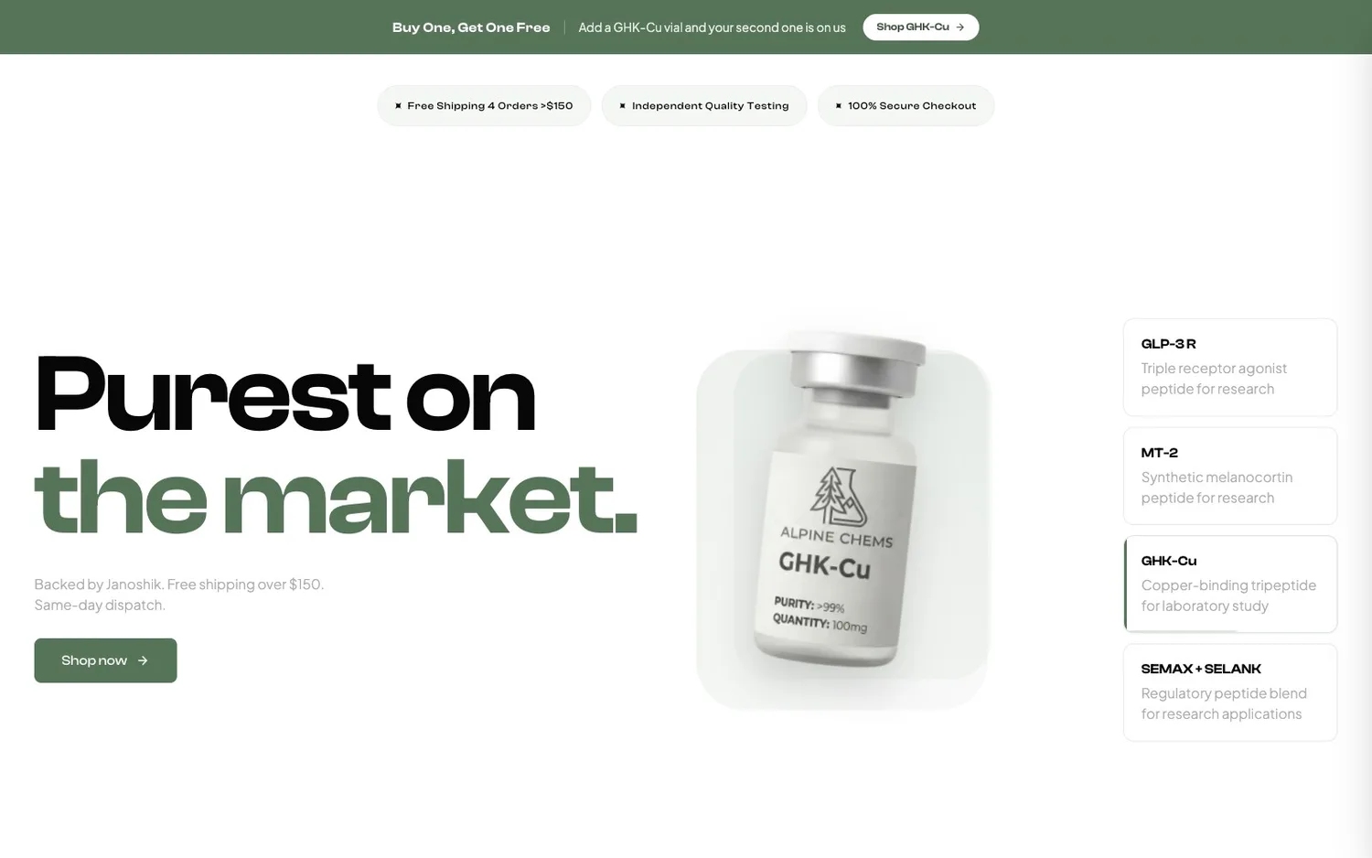 Alpine Chems storefront, purest on the market